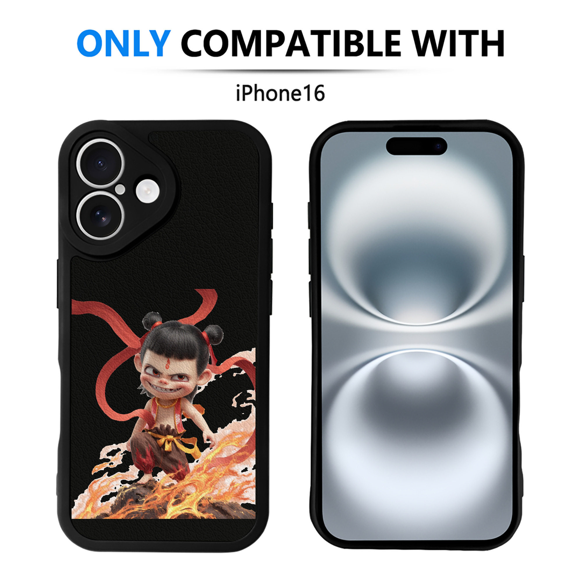 （画像用） Ne Zha 2 ナタ 魔童の大暴れ 【iPhone 16シリーズ対応】シリコンスマホケース（レザー調） 材質：シリコン